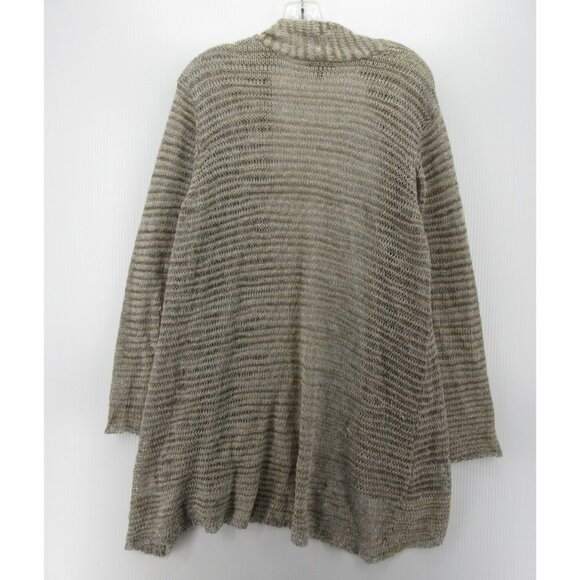 Eileen Fisher Sweater XL Linen Open Cardigan Sheer Metallic Tunic - Picture 7 of 11